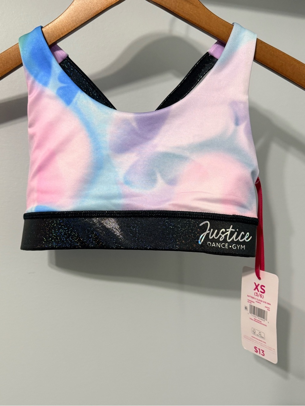 Justice Pastel Tie-Dye Sports Bra in Blue, Pink & Purple